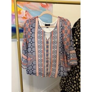 I.N. Studio Women's Blouse Petite Medium Multicolor